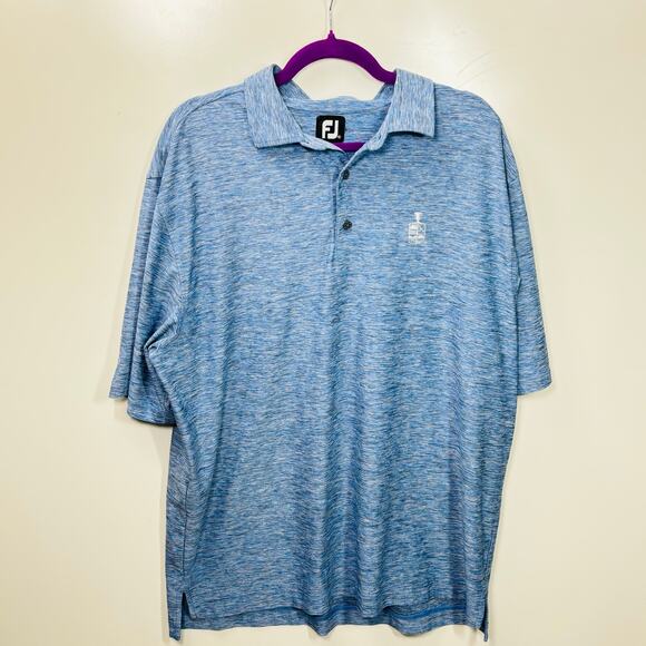 FootJoy Polo Shirt Mens XL Heathered Blue Short Sleeve Embroidered Pullover 0295 - Picture 2 of 9